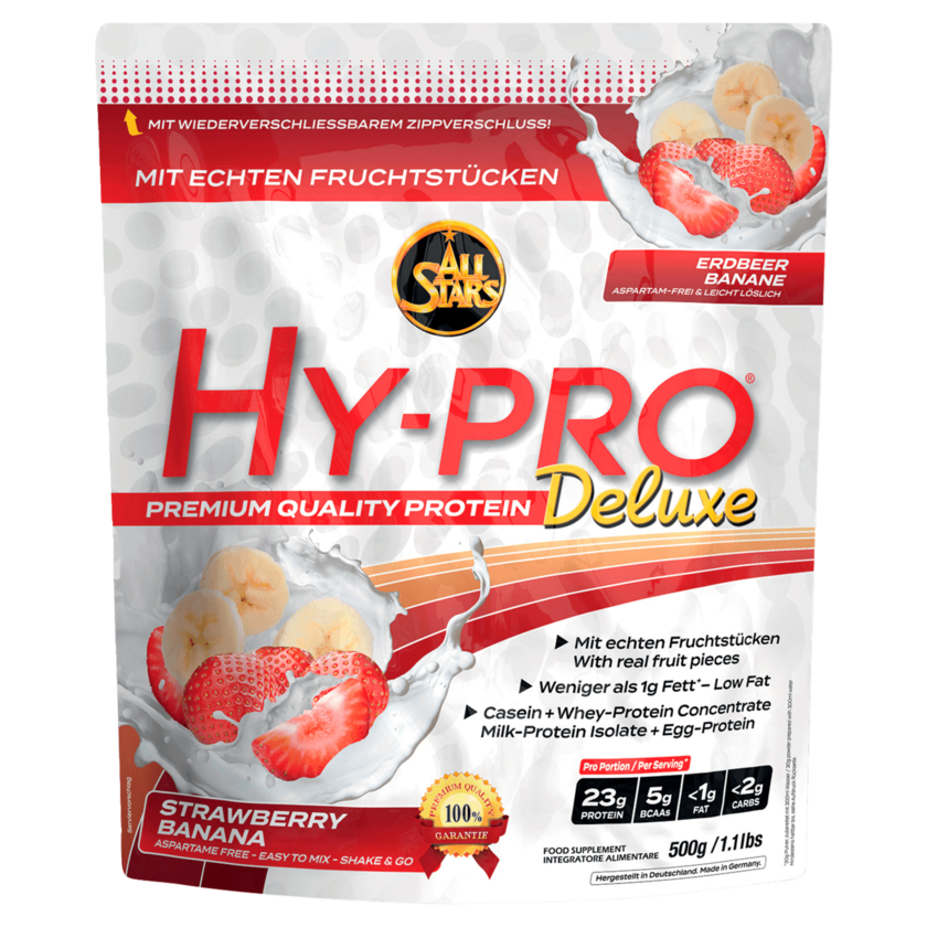 All Stars Hy-Pro Deluxe Protein Pulver Strawberry Banana 500g